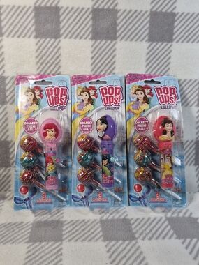 Pop Ups! Lollipop Princess Candy Set of 3 Ariel Mulan Beauty & The Beast Belle